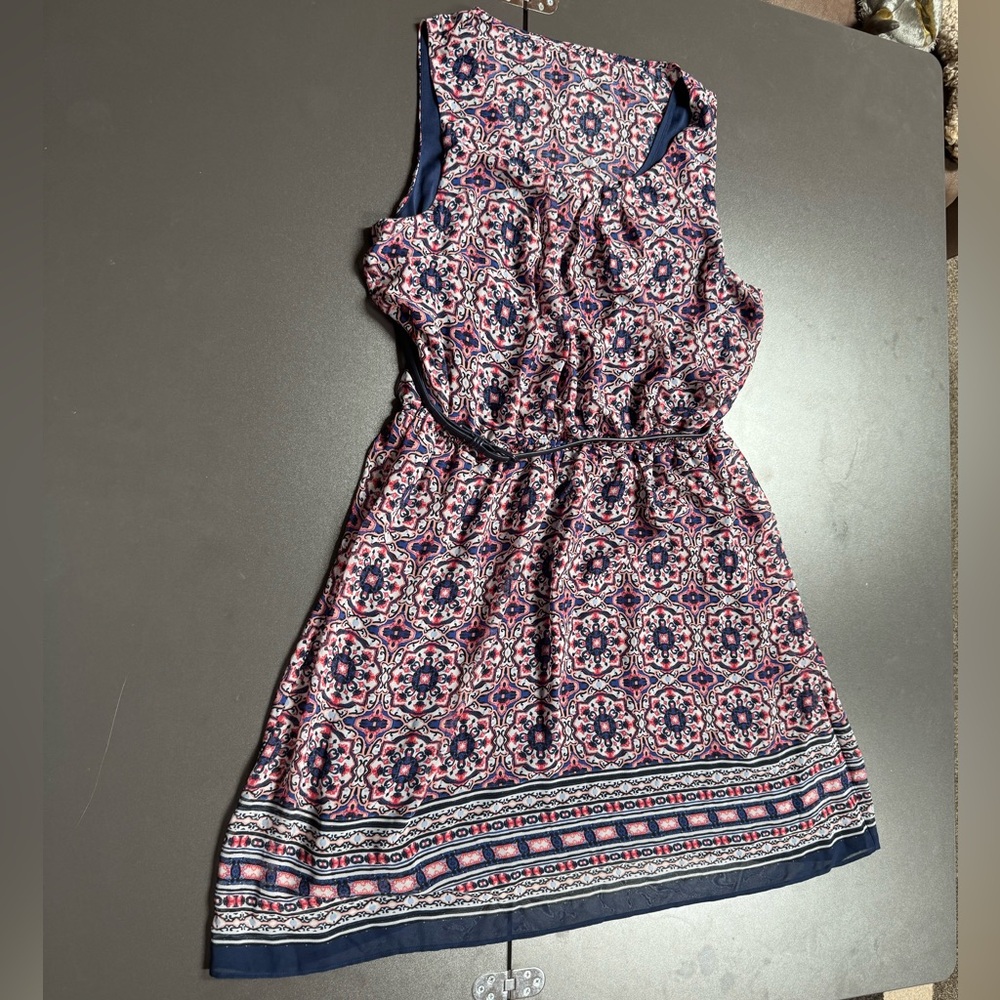 Floral Sleeveless Dress - Pink and Blue Size 16
